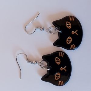 Black Cat Earrings New